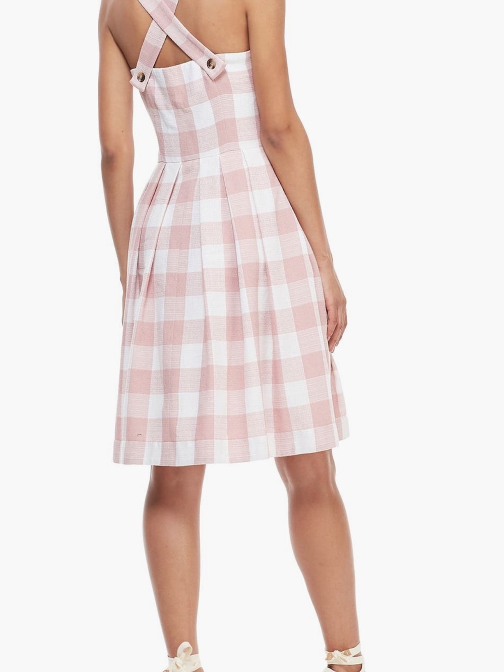 Gal Meets Glam Dusty Pink & White Gingham Midi Dress - Picture 4 of 9